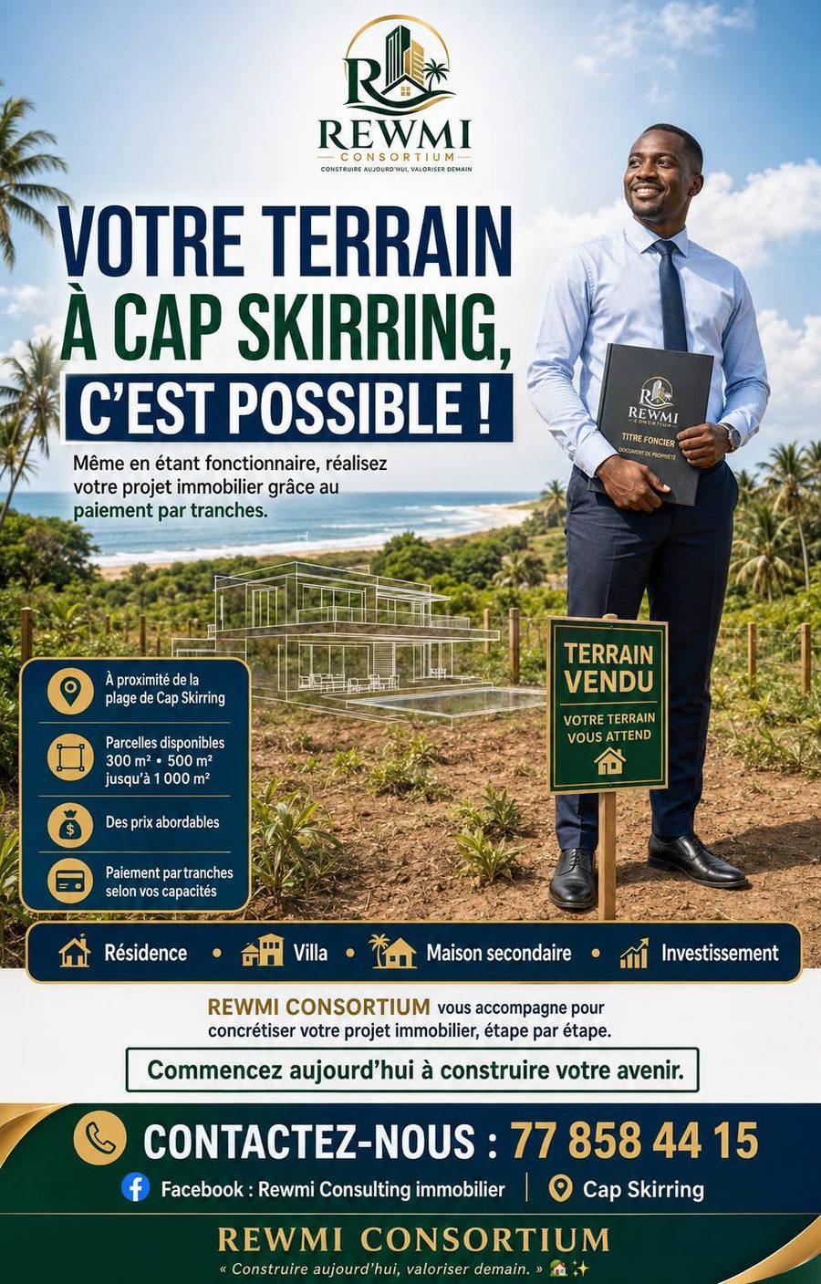 Affiche : Votre terrain à Cap Skirring, c'est possible !